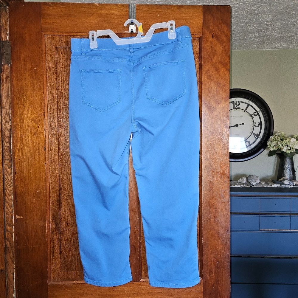J. Jill Pure Jill Indigo Knit Cropped Jeans Size 12 | High Rise Pull On Denim